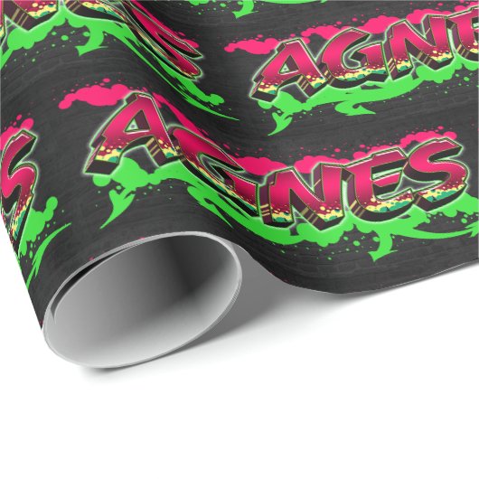 Agnes Vorname Name Graffiti red green Cadeaupapier (Rol Hoek)