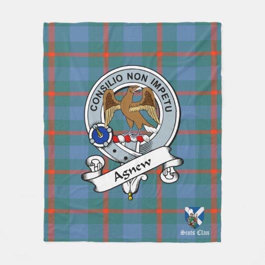 Agnew Ancient Clan Badge Schot Tartan Pset Fleece Deken (Voorkant)