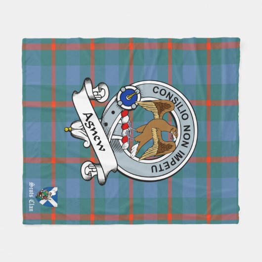 Agnew Ancient Clan Badge Schot Tartan Pset Fleece Deken (Voorkant (Horizontaal))