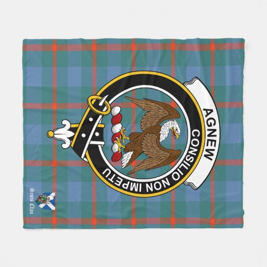 Agnew Ancient Clan Badge Tartan Pset Fleece Deken (Voorkant (Horizontaal))