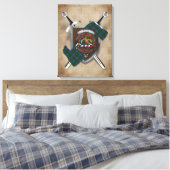 Agnew Clan Badge Crossed Swords Canvas Print (Insitu (Slaapkamer))