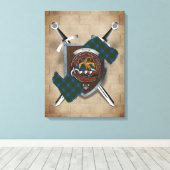 Agnew Clan Badge Crossed Swords Canvas Print (Insitu (Houten vloer))