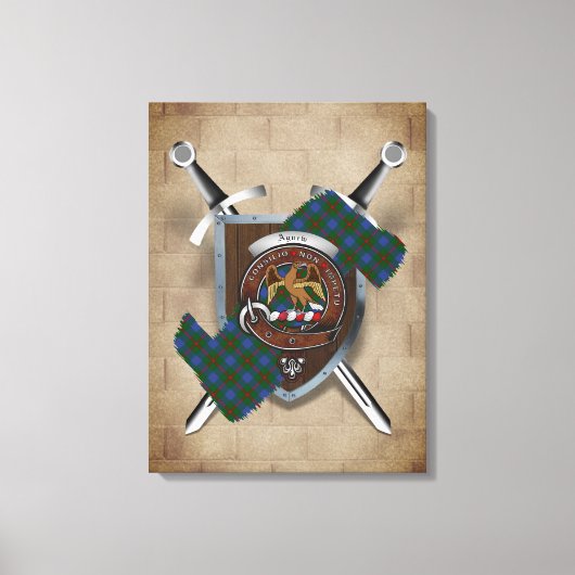 Agnew Clan Badge Crossed Swords Canvas Print (Voorkant)