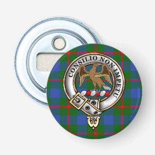 Agnew Clan Badge & Tartan Button Flesopener