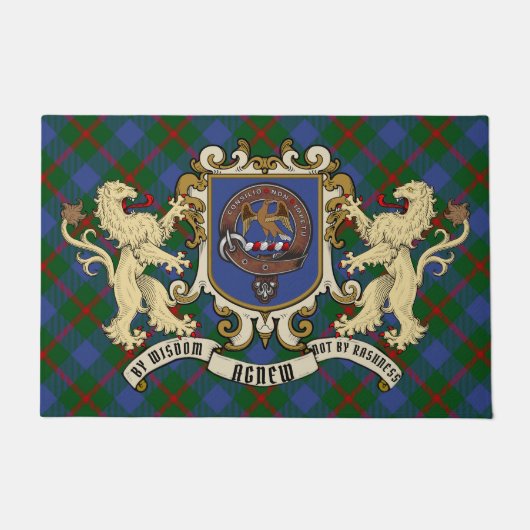 Agnew Clan Badge & Tartan Deurmat (Voorkant)