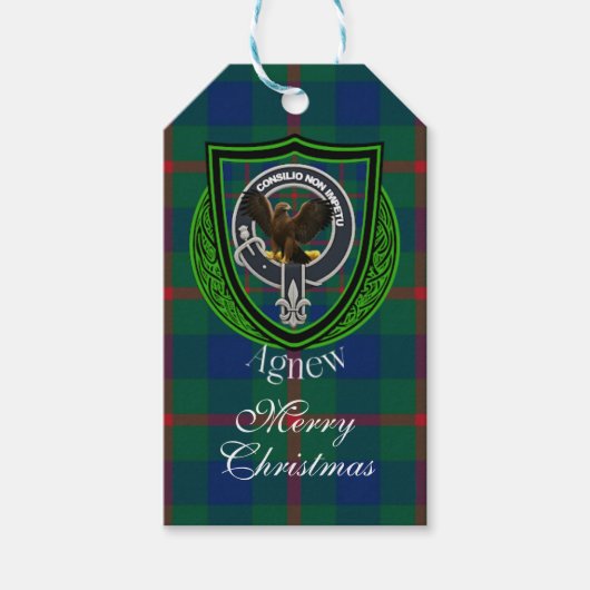 Agnew Schotse Clan Tartan & Wapenschild Cadeaulabel (Voorkant)