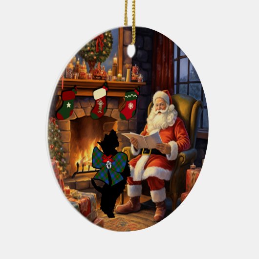 Agnew Scottie Dog & Santa Personalized Keramisch Ornament (Rechts)