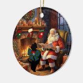 Agnew Scottie Dog & Santa Personalized Keramisch Ornament (Links)