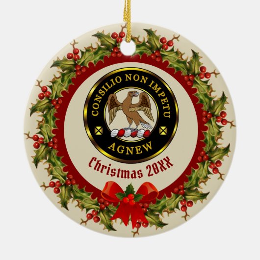 Agnew Scottie Dog & Santa Personalized Keramisch Ornament (Achterkant)