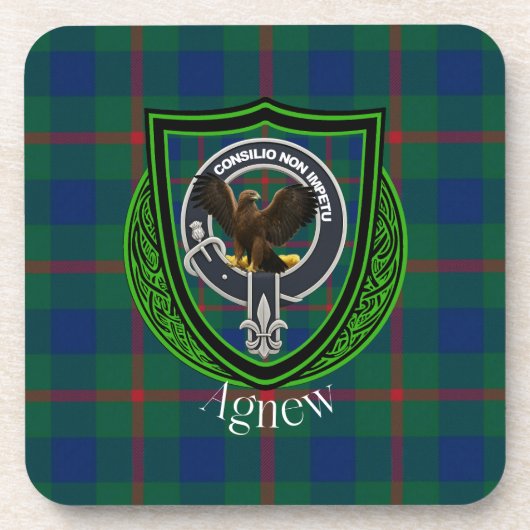 Agnew Scottish Clan Tartan & Crest Bier Onderzetter (Voorkant)
