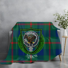 Agnew Scottish Clan Tartan & Crest Fleece Deken