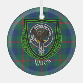 Agnew Scottish Clan Tartan & Crest Glas Ornament
