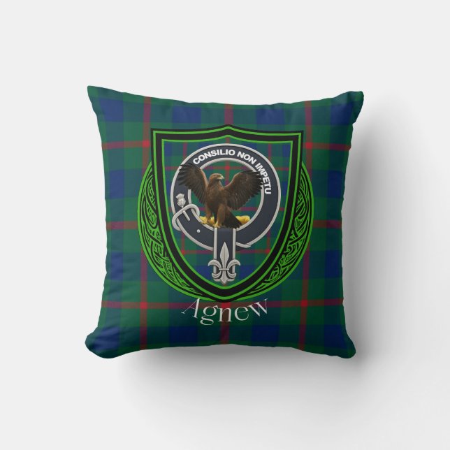 Agnew Scottish Clan Tartan Crest Kussen (Voorkant)