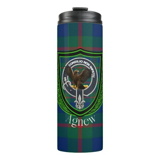 Agnew Scottish Clan Tartan & Crest Thermosbeker (Voorkant)
