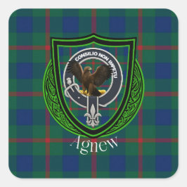 Agnew Scottish Clan Tartan & Crest Vierkante Sticker