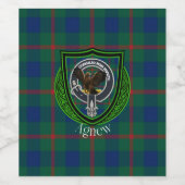 Agnew Scottish Clan Tartan & Crest Wijn Etiket (Enkel label)