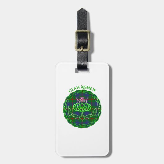Agnew Scottish Tartan Celtic Thistle Bagagelabel (Voorkant verticaal)