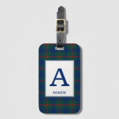Agnew Tartan Groen en Blauw Plaid Patroon Bagagelabel (Voorkant (verticaal))