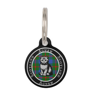Agnew Tartan & Schots Kat gepersonaliseerd Huisdierpenning