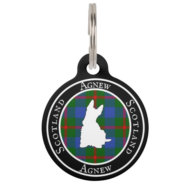 Agnew Tartan & Scottie Dog Personalized  Huisdierpenning (Voorkant)