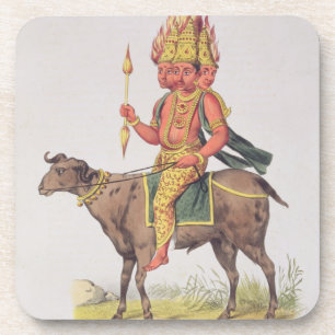 Agni, god van de brand, gegraveerd door Charles Et Bier Onderzetter
