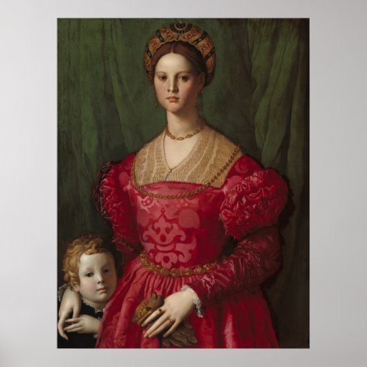Agnolo Bronzino Een jonge vrouw en haar kleine jon Poster (Voorkant)