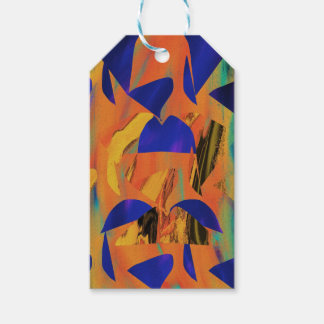 Agnosthesie - Helder Abstract Oranje Blauwe Kutout Cadeaulabel