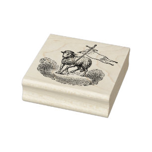 Agnus dei / Christelijk Pascal lam (wolken) Rubberstempel