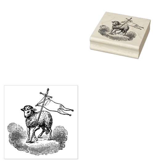 Agnus dei / Christelijk Pascal lam (wolken) Rubberstempel (Gestempeld)
