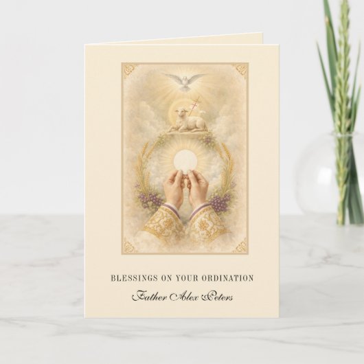 Agnus Dei Eucharist Priest Ordination Blessing Kaart (Voorkant)