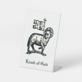 Agnus Dei Het Paaslam Gods Fijne Kunst Reclamebord Met Voetstuk