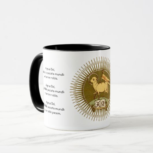 Agnus Dei (Lamb van God) met de Mok van het Koffie (Voorkant links)