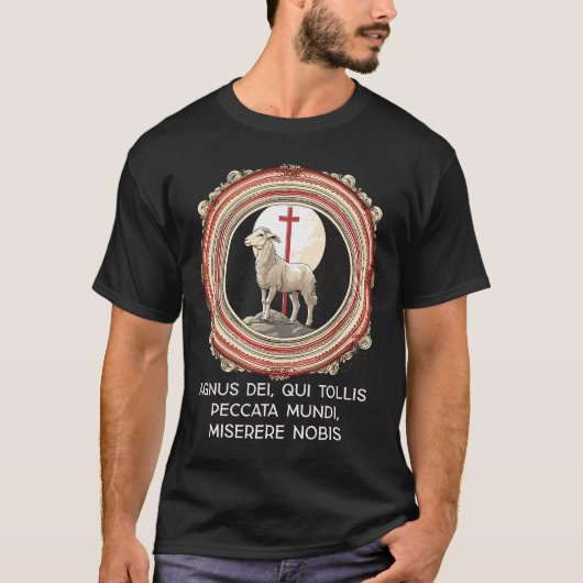 Agnus dei sanctus traditioneel Latijn mis katholie T-shirt (Voorkant)