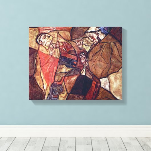 Agonie, De Doodsstrijd door Egon Schiele Canvas Afdruk (Insitu (Houten vloer))