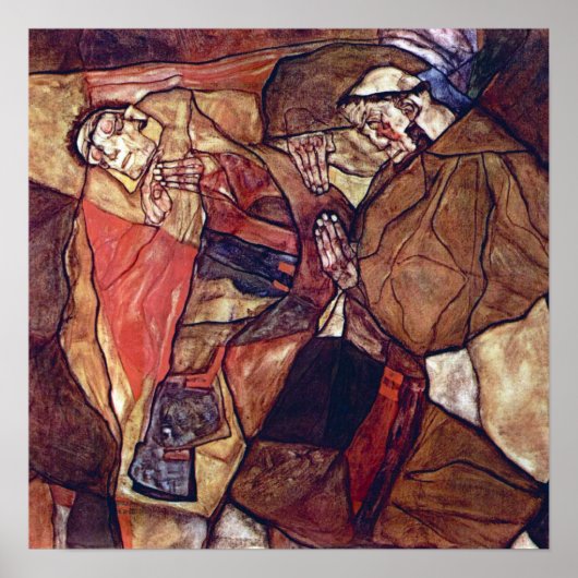 Agonie, De Doodstrijd door Egon Schiele Poster (Voorkant)