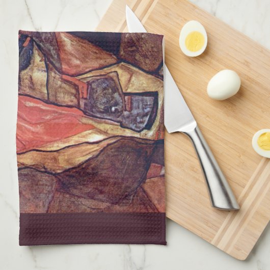 Agony, de doodsstrijd van Egon Schiele Theedoek (Quarter Fold)