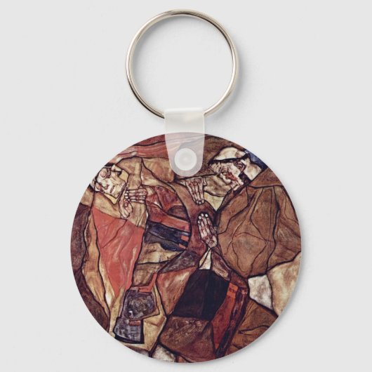 Agony (de doodsstrijd) van Schiele Egon Sleutelhanger (Voorkant)