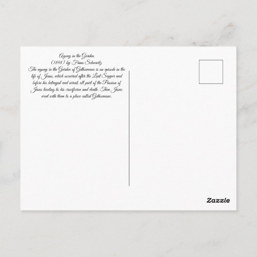 Agony in de tuin Jezus Christus Briefkaart (Achterkant)