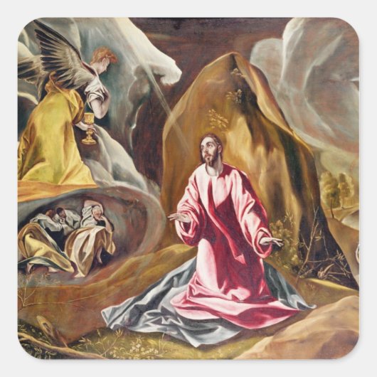 Agony in de tuin van Gethsemane, c.1590's Vierkante Sticker (Voorkant)