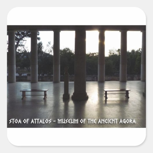 Agora van Athene, Griekenland. Stoa van Attalos Vierkante Sticker (Voorkant)
