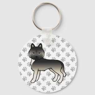 Agouti Siberische Husky Cartoon Hond & Pootjes Sle Sleutelhanger