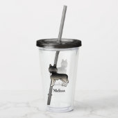 Agouti Siberische Husky Hond & Aangepaste Naam Acryl Drinkbeker (Achterkant)