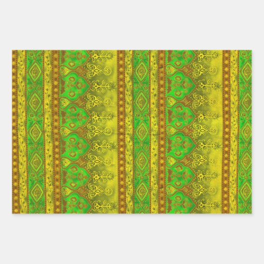 Agra en Suthep in groen, goud en steenrood Inpakpapier Vel (Voorkant 2)