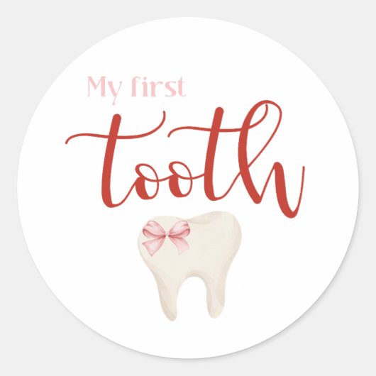 Agra Hadig - First tooth Minimalist Pink Ronde Sticker (Voorkant)