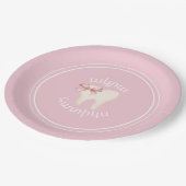 Agra Hadig Roze Bow Eerste Tand Papieren Bordje (Gekanteld)