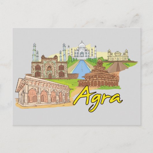Agra, India beroemde stad Briefkaart (Voorkant)
