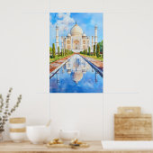 Agra India Oude Reisposter Ski Nationaal Park Poster (Keuken)