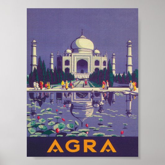 Agra India Vintage Travel Poster (Voorkant)