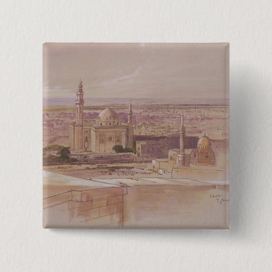 Agra Mosque, Caïro, 1849 Vierkante Button 5,1 Cm (Voorkant)