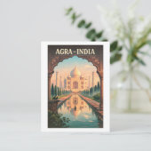 Agra stad, India retro reis 2026 Briefkaart (Staand voorkant)